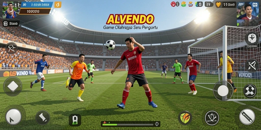 Tampilan gameplay seru dari ALVENDO yang menggambarkan aksi olahraga.