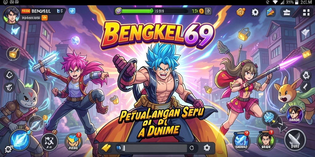 Tangkapan layar BENGKEL69 menampilkan pertarungan karakter anime yang intens dan mengasyikkan.