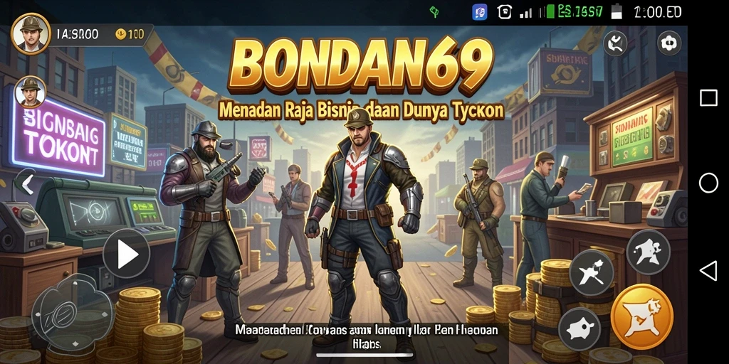 Tangkapan layar permainan BONDAN69 menampilkan aksi manajemen bisnis yang mendebarkan.