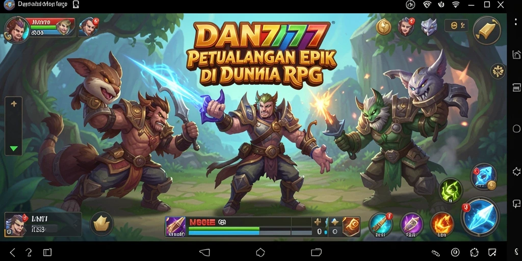 Tampilan screenshot menunjukkan pertempuran epik dalam RPG.