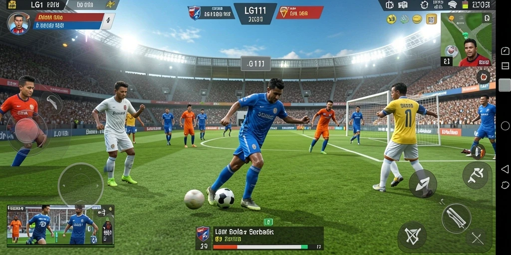 Tampilan gameplay LG111 yang mendebarkan di lapangan sepak bola.