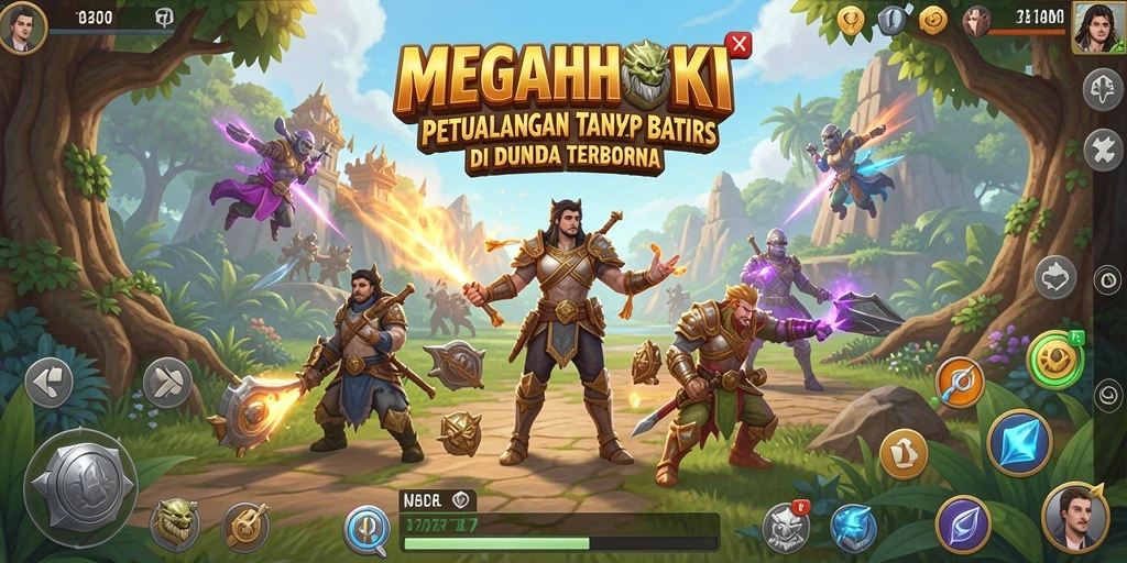 Tangkapan layar gameplay MEGAHOKI yang menunjukkan dunia terbuka yang menakjubkan.