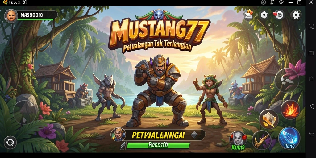 Tampilan gameplay seru dari MUSTANG77 yang penuh petualangan.