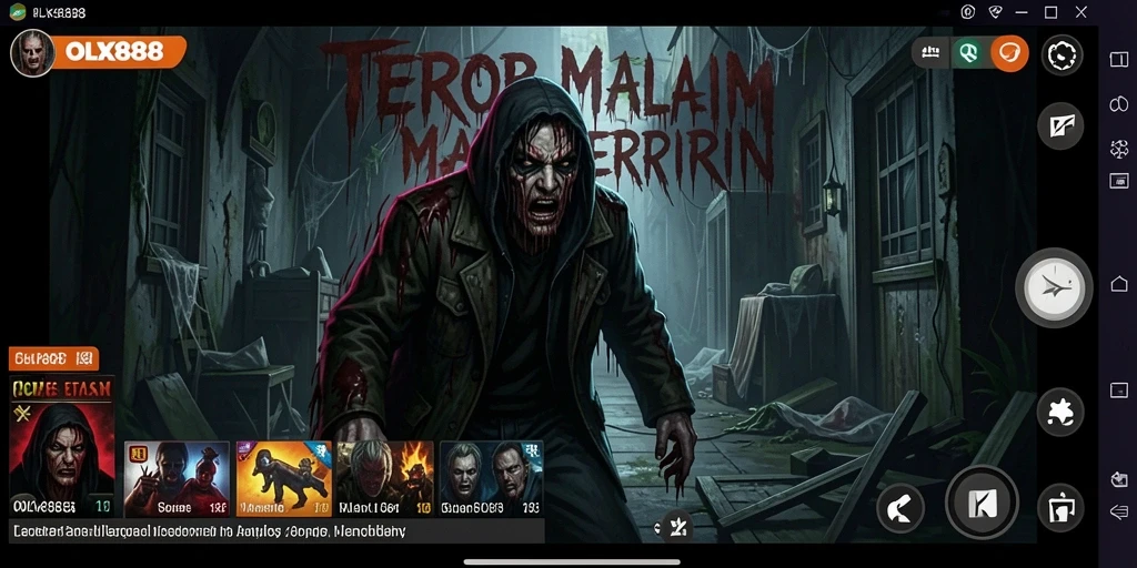 Tangkapan layar gameplay OLX888 yang menampilkan suasana mencekam dan kengerian.