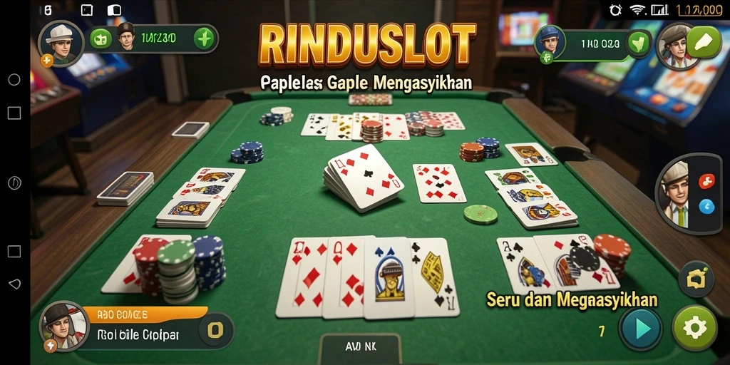 Screenshot RINDUSLOT yang menampilkan gameplay Gaple yang seru dan interaktif.