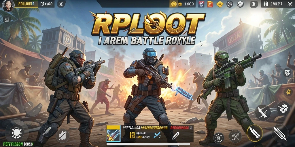 Tampilan menarik dari pertempuran dalam game Battle Royale RPLOOT.