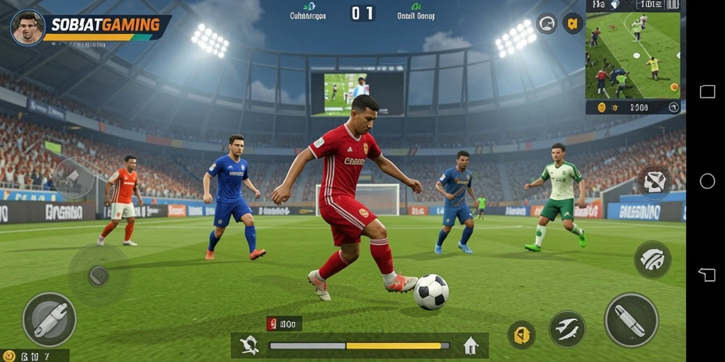 Screenshot menunjukkan aksi seru dalam permainan olahraga.