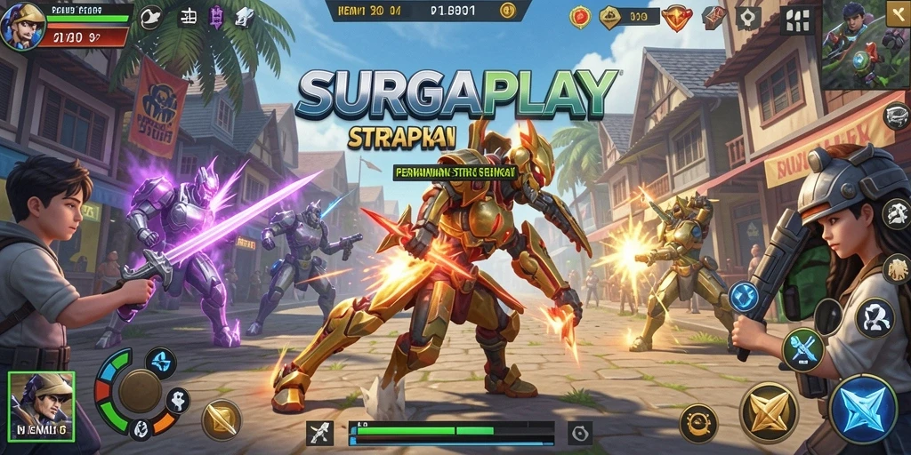 Tampilan gameplay SURGAPLAY yang menegangkan dan strategis.