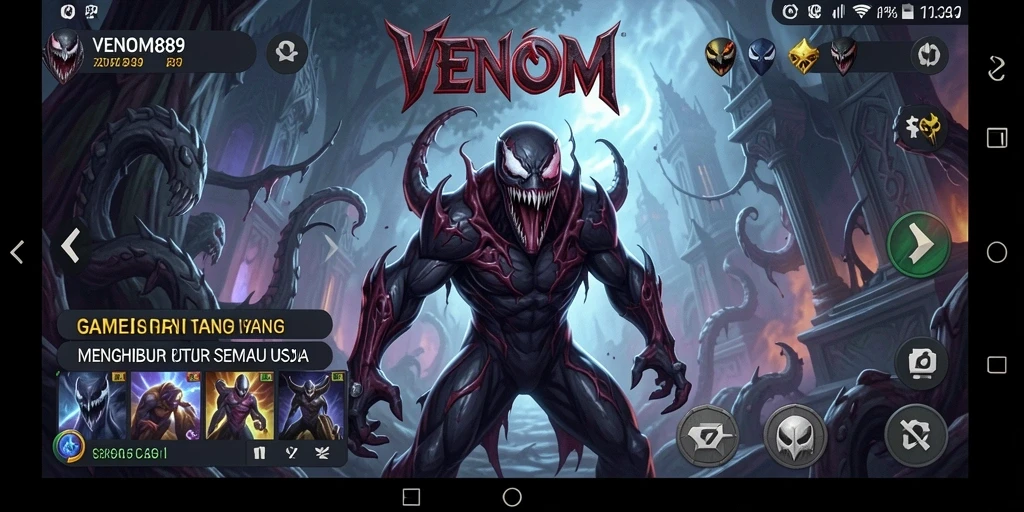 Tangkapan layar utama VENOM889 menampilkan gameplay santai yang menyenangkan.